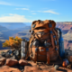 image of a backpack and equipment for trekking in the grand canyon