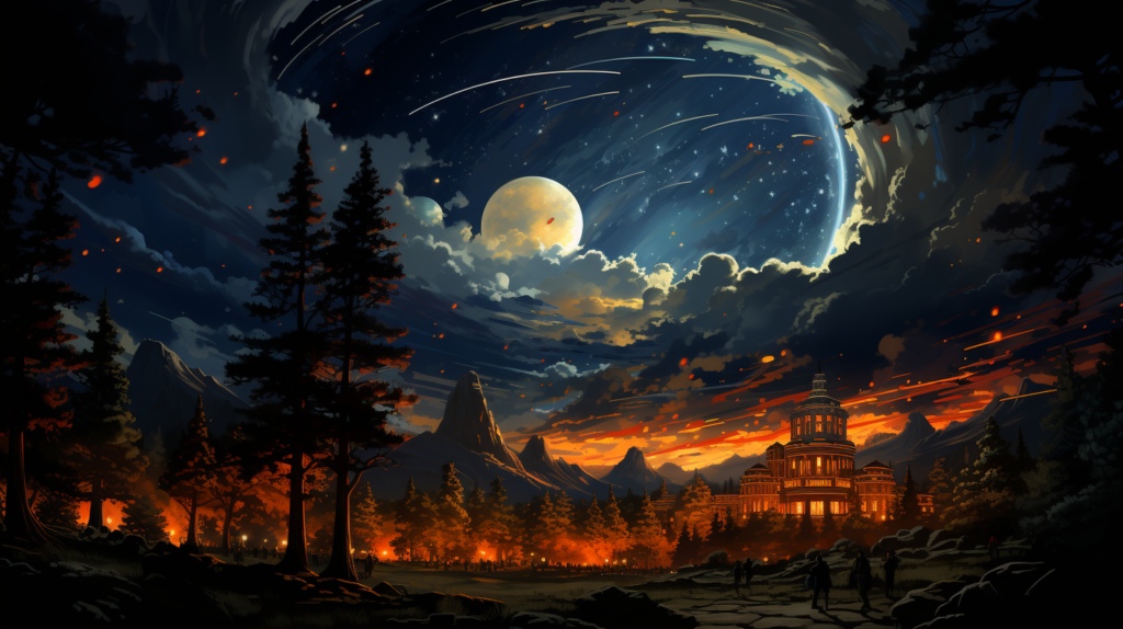 Artist's concept of the Lowell Observatory area at night