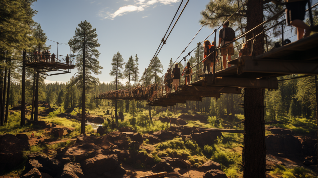 Artist's concept of ziplining at the Arizona Extreme Adventure Course near Flagstaff