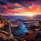 Panoramic sunset view of The Grand Canyon lodging